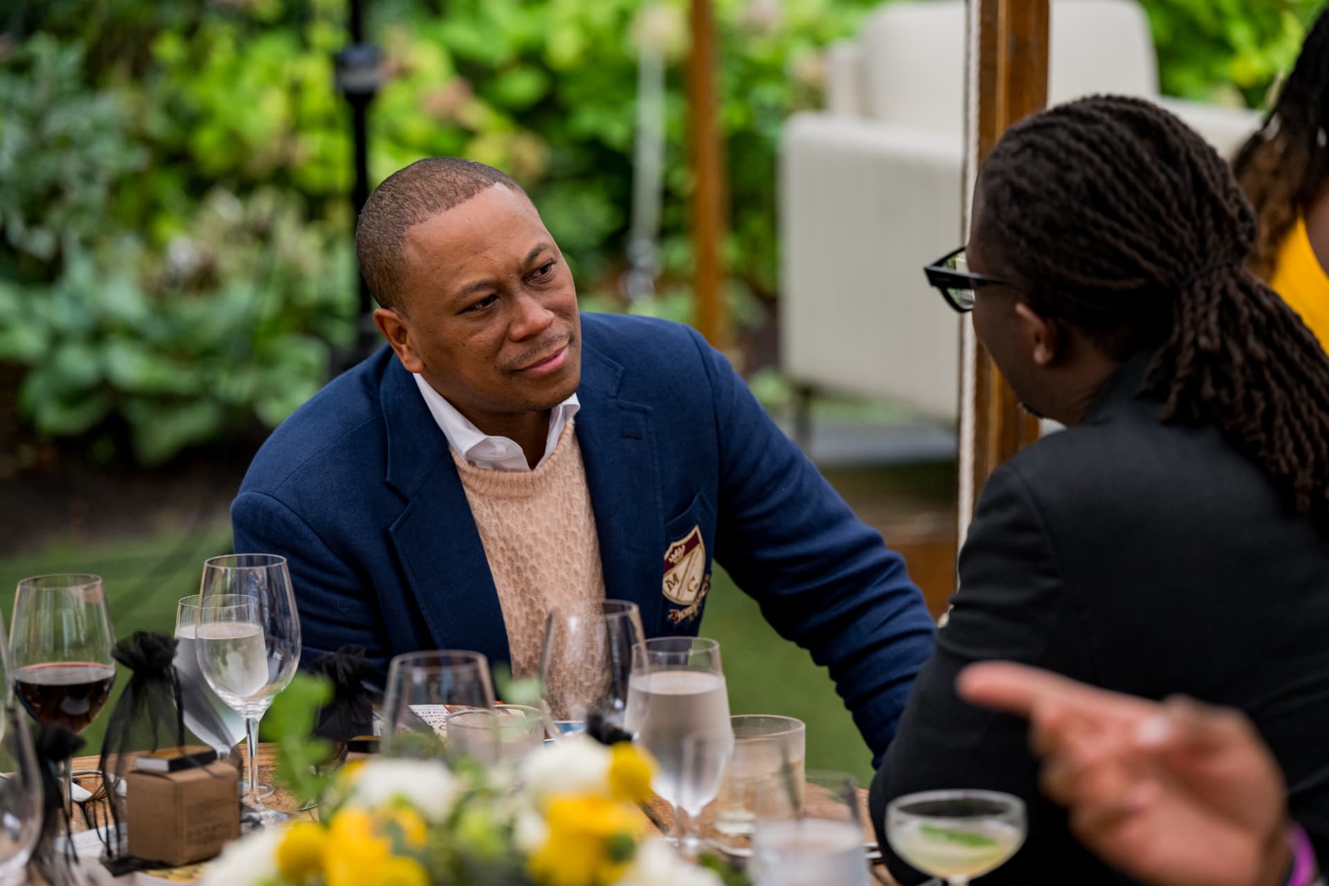 Conversation over dinner at Afrotech HealthStack on Martha's Vineyard