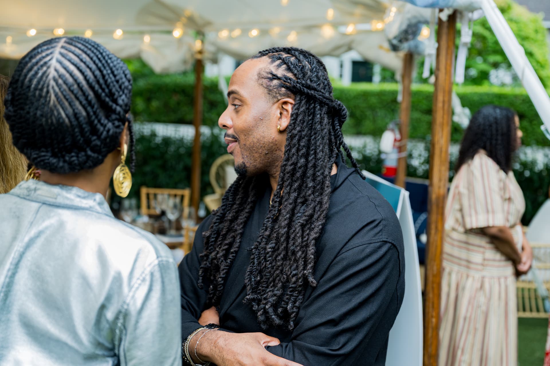 Guests in conversation before dinner at Afrotech HealthStack