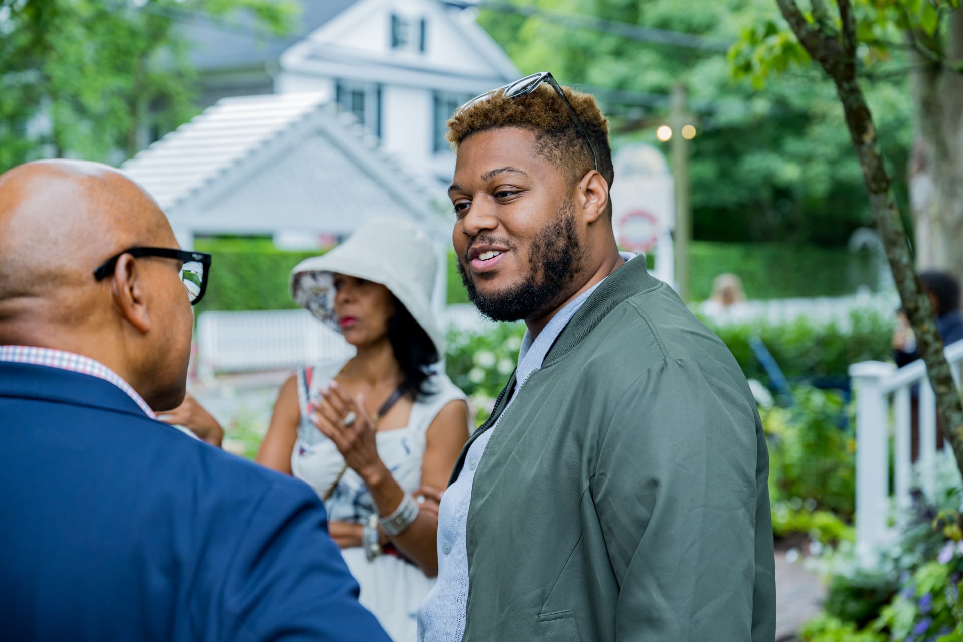Guests greeting one another outside at Afrotech HealthStack