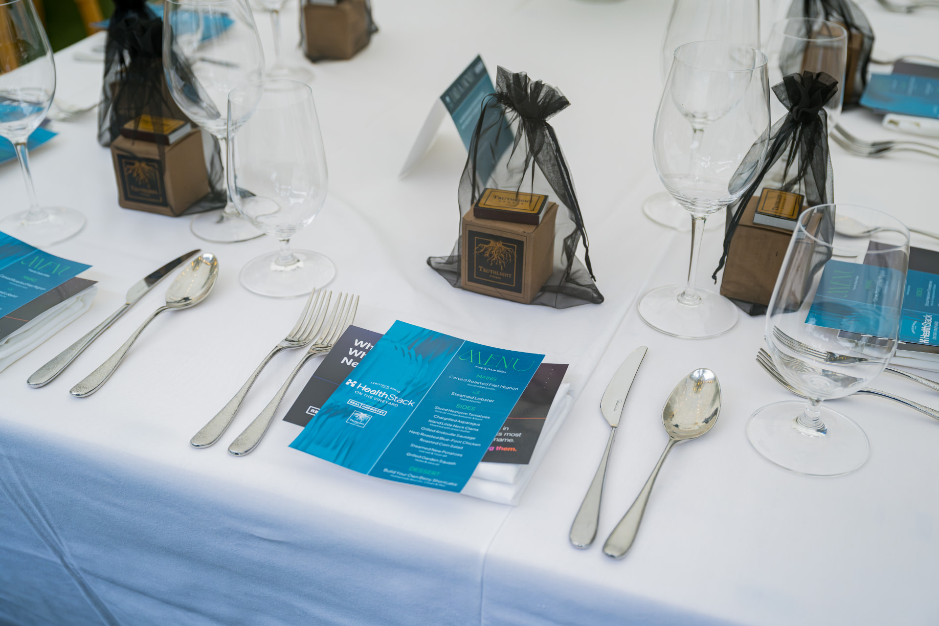 Place setting with HealthStack menu at the Vineyard dinner