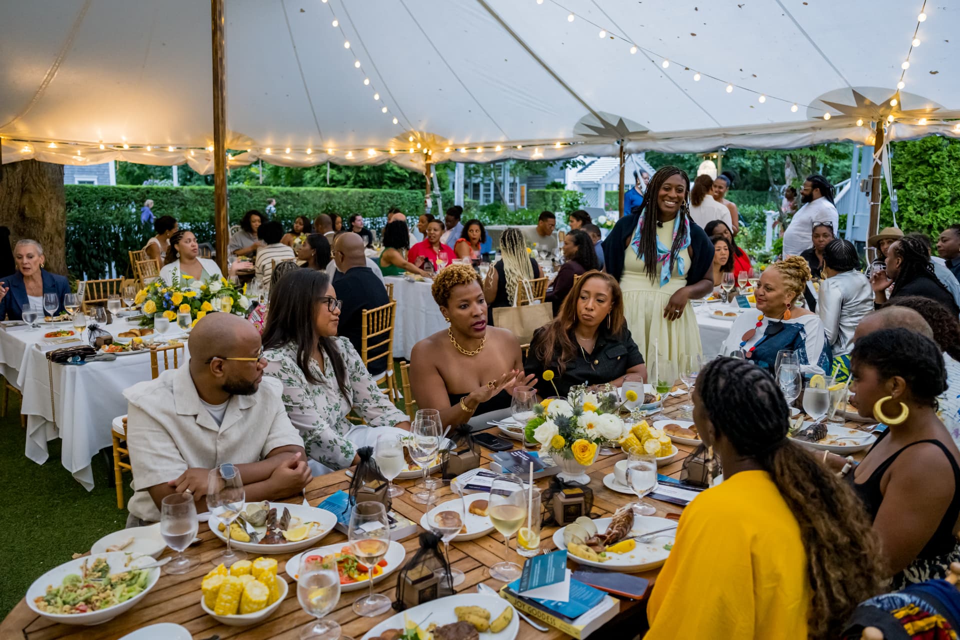 Table conversation during dinner at Afrotech HealthStack